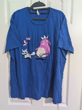 Epic Games Blue Short Sleeve Tee with Pink Penguin Graphic
